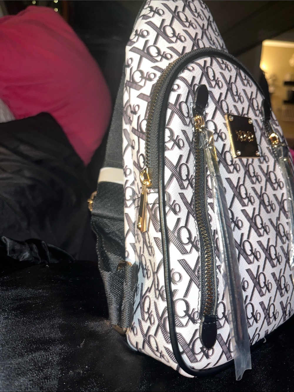 XOXO Black & Light Pink Monogram Mini Backpack - Picture 3 of 4